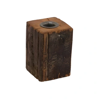 Kandelaar Hout - 6x6x9 cm