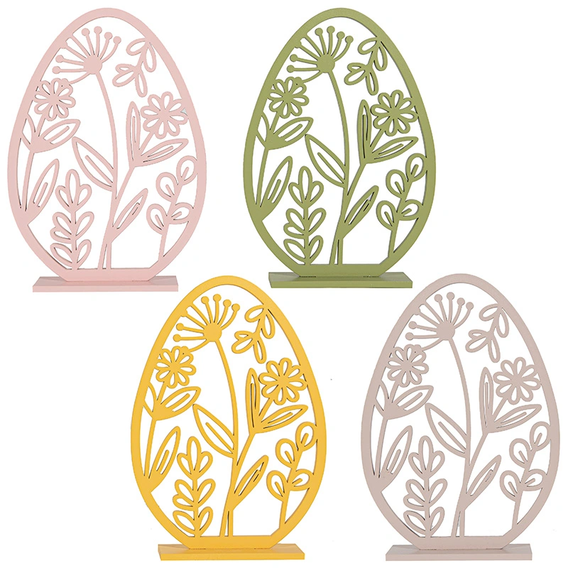 Houten Ei Bloemwerk Assorti - 15x4x21,5 cm