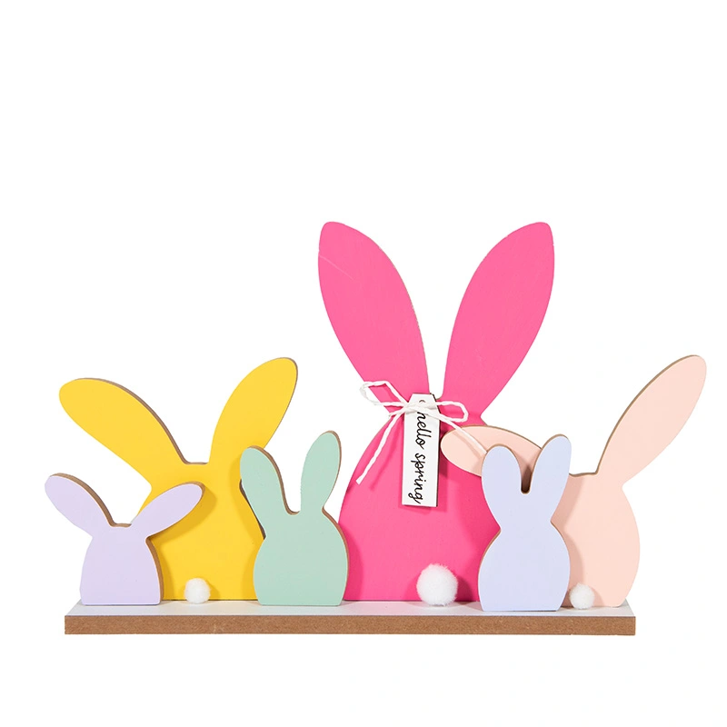 Houten Decoratie Paashaasjes Kleur