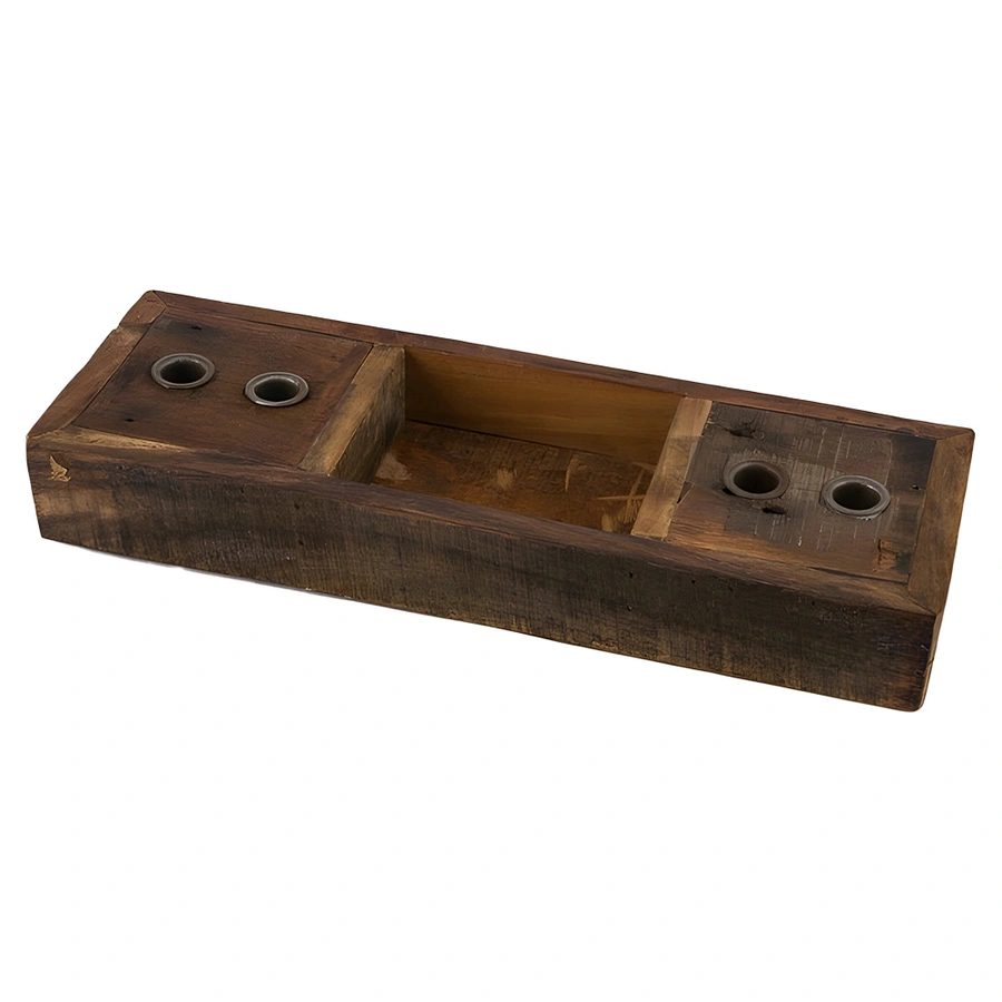 Dinerkaarshouder Hout 4 Kaarsen - 46x16 cm