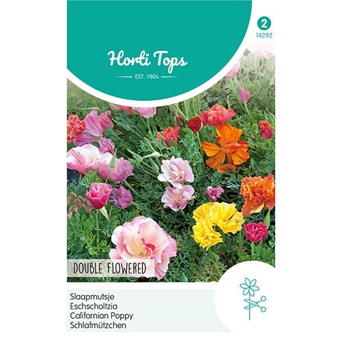 Horti Tops Eschscholtzia, Slaapmutsje dubbelbloemig gemengd - afbeelding 1
