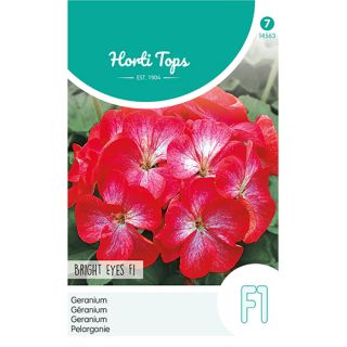 Horti Tops Pelargonium, Geranium Bright Eyes F1 rood/Wit - afbeelding 1