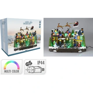 Kerstdorp Huis LED Vliegende Slee - 39 cm