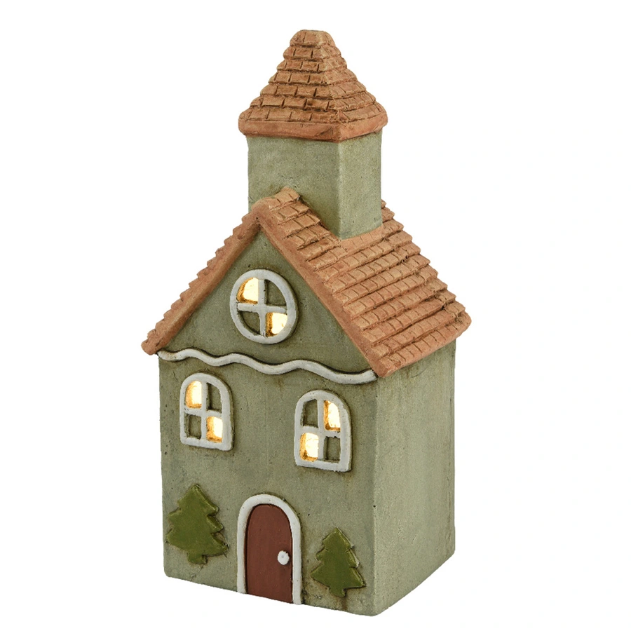 LED Huisje Magnesium Zacht Groen - 36,5 cm - afbeelding 1