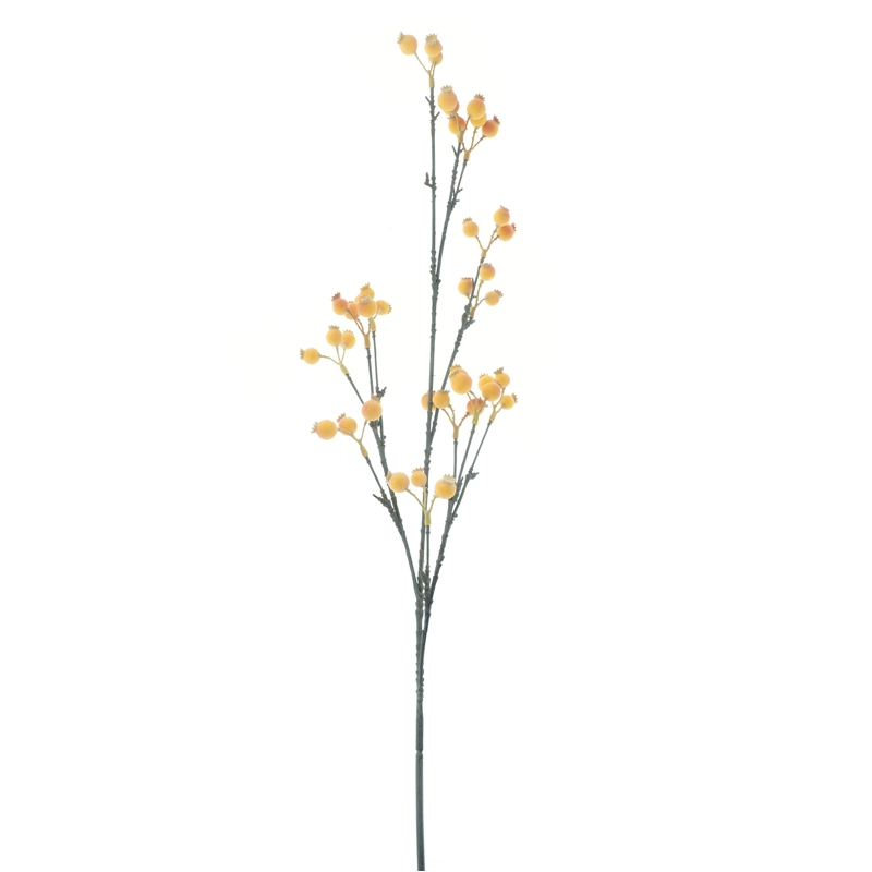 Kunsttak Ilex Berry Spray Abrest Geel - 87 cm