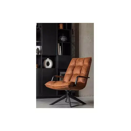 Woood Jouke Draaifauteuil met Armleuning Kunstleer Cognac - afbeelding 2