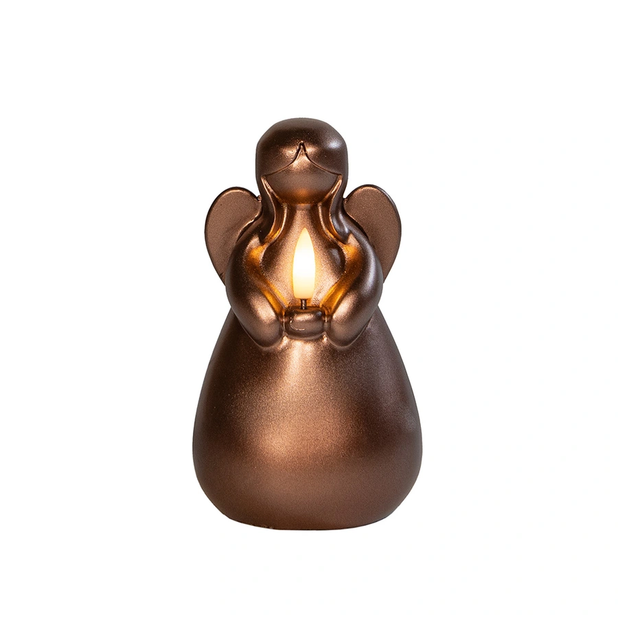 LED Kaars Engel 3D Vlam Ø8,5x14,5 cm - Brons - afbeelding 2