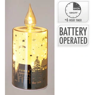 Kaars Glas met LED Amber - 21 cm