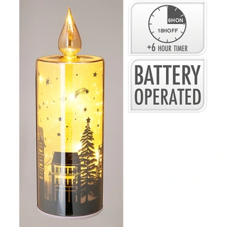 Kaars Glas met LED Amber - 27 cm