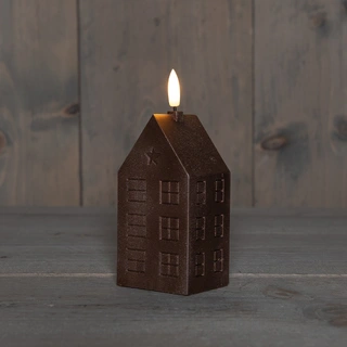 LED Kaars Huisje Wax Brons - 15 cm - afbeelding 1