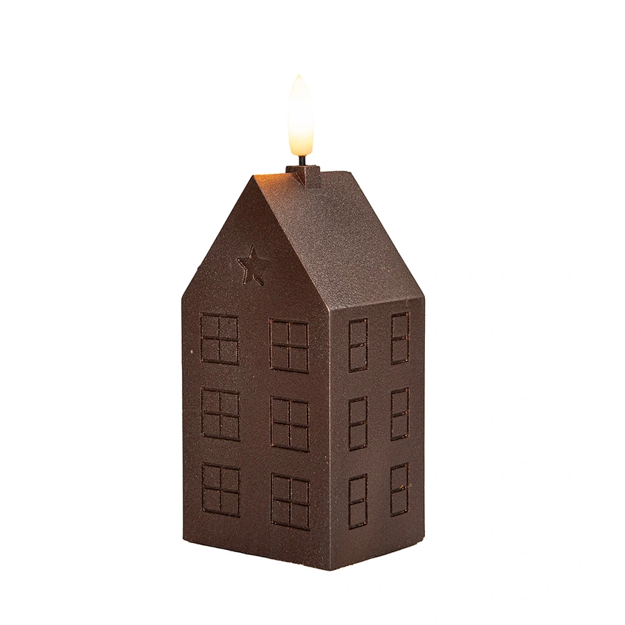 LED Kaars Huisje Wax Brons - 15 cm - afbeelding 2
