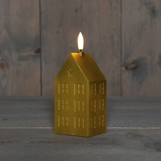 LED Kaars Huisje Wax Goud - 15 cm - afbeelding 1