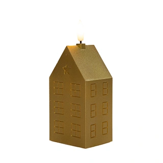 LED Kaars Huisje Wax Goud - 15 cm - afbeelding 2