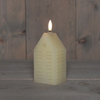 LED Kaars Huisje Wax Ivoor - 15 cm - afbeelding 1