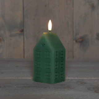 LED Kaars Huisje Wax Groen - 15 cm - afbeelding 1