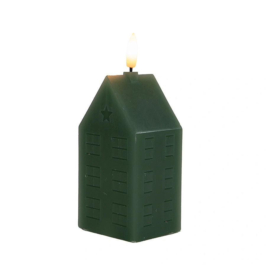 LED Kaars Huisje Wax Groen - 15 cm - afbeelding 2