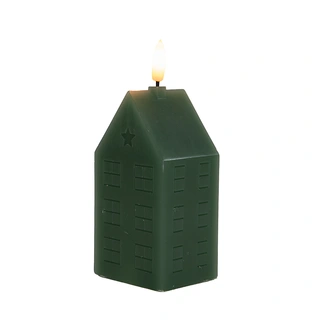 LED Kaars Huisje Wax Groen - 15 cm - afbeelding 2