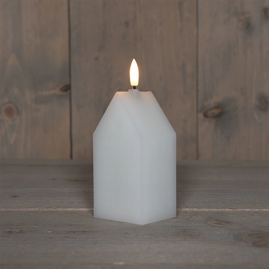 LED Kaars Huisje Wax Wit - 15 cm - afbeelding 1