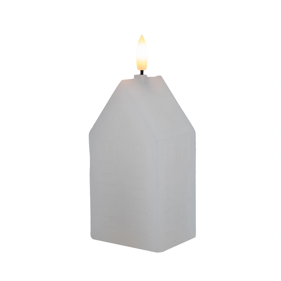 LED Kaars Huisje Wax Wit - 15 cm - afbeelding 2