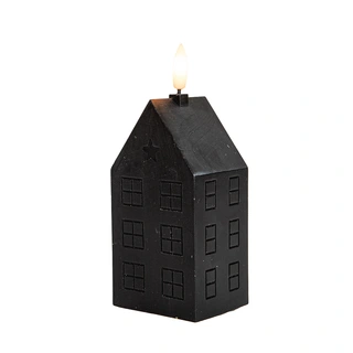 LED Kaars Huisje Wax Zwart - 15 cm - afbeelding 2