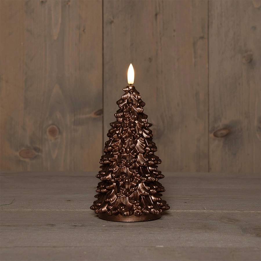 LED Kaars Boompje Ø9,5x20 cm - Brons - afbeelding 1