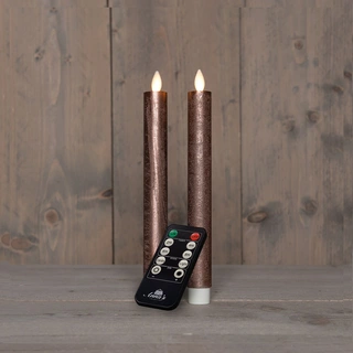 LED Dinerkaarsen Rustiek Wax Brons 23 cm - 2 st. - afbeelding 1