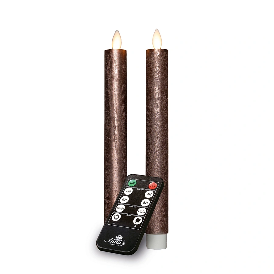 LED Dinerkaarsen Rustiek Wax Brons 23 cm - 2 st. - afbeelding 2