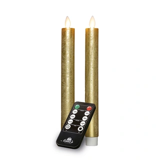 LED Dinerkaarsen Rustiek Wax Goud 23 cm - 2 st. - afbeelding 2