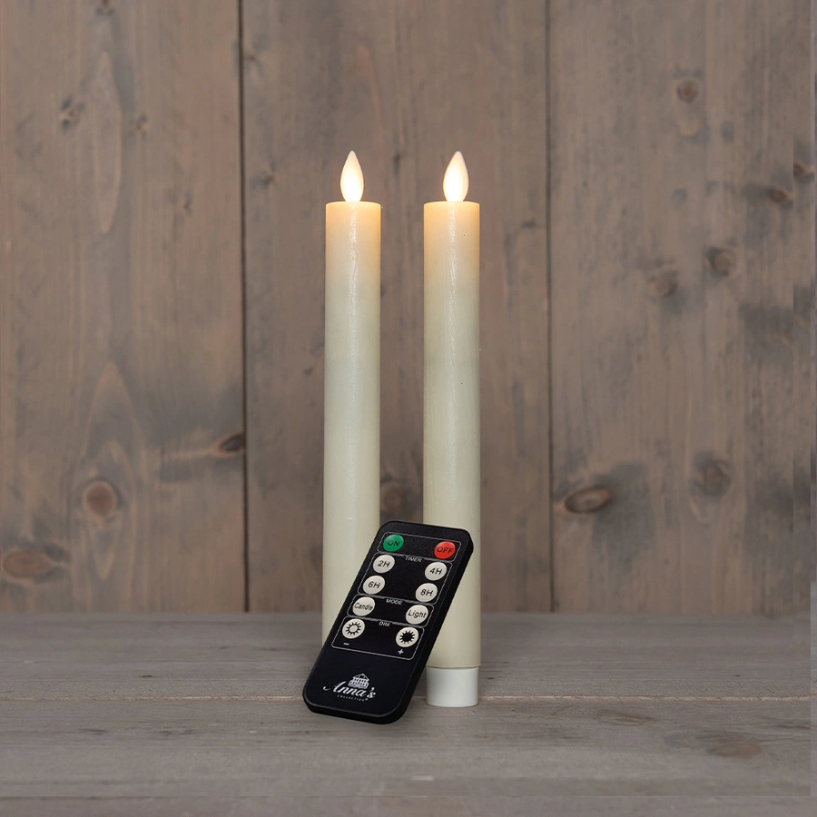 LED Dinerkaarsen Rustiek Wax Ivoor 23 cm - 2 st. - afbeelding 1