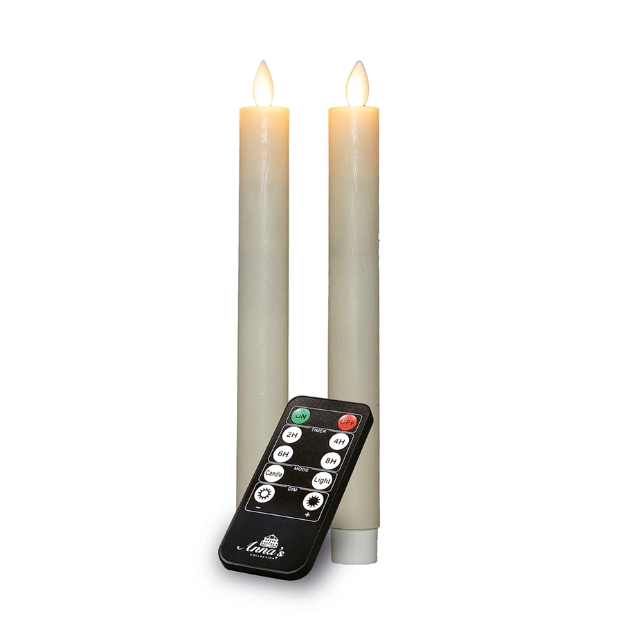 LED Dinerkaarsen Rustiek Wax Ivoor 23 cm - 2 st. - afbeelding 2