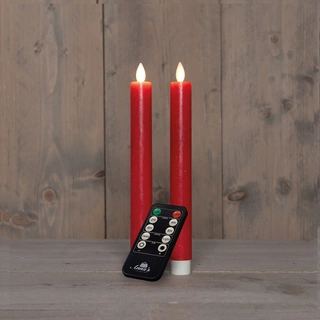 LED Dinerkaarsen Rustiek Wax Rood 23 cm - 2 st. - afbeelding 1