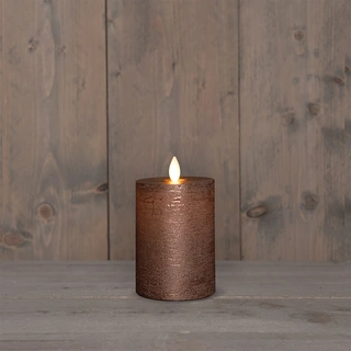 LED Kaars Rustiek Wax Brons Ø7,5x10 cm - afbeelding 1