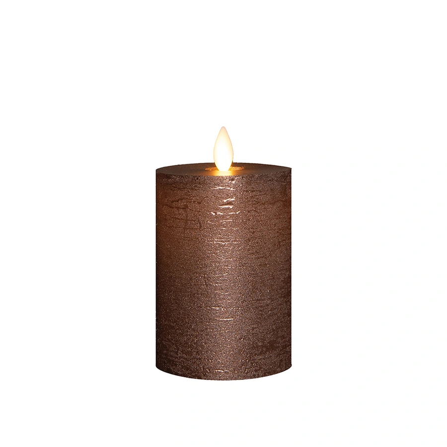 LED Kaars Rustiek Wax Brons Ø7,5x10 cm - afbeelding 2