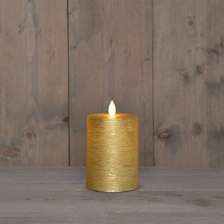 LED Kaars Rustiek Wax Goud Ø7,5x10 cm - afbeelding 1
