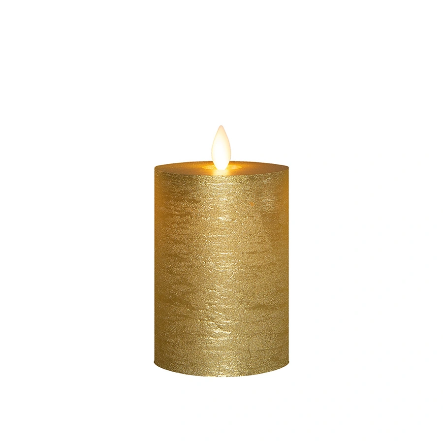 LED Kaars Rustiek Wax Goud Ø7,5x10 cm - afbeelding 2