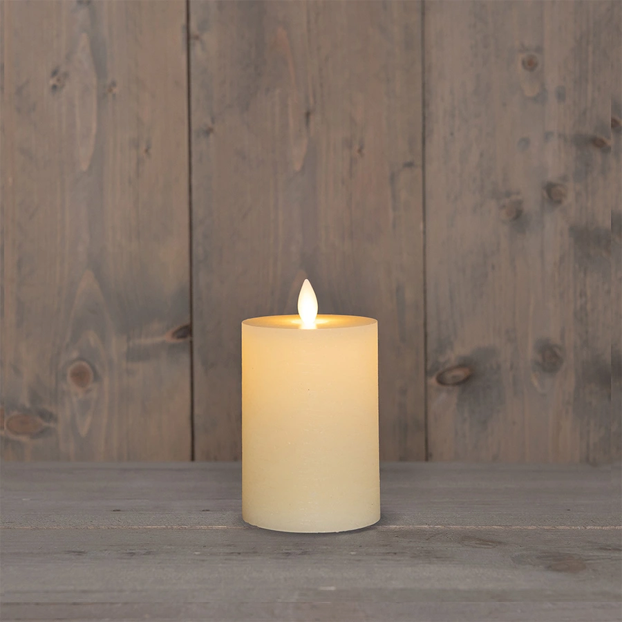 LED Kaars Rustiek Wax Ivoor Ø7,5x10 cm - afbeelding 1
