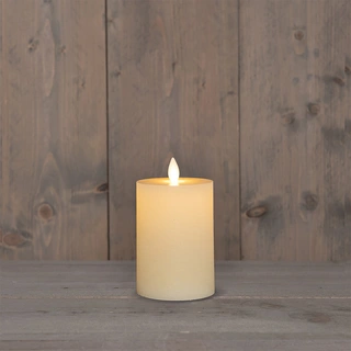 LED Kaars Rustiek Wax Ivoor Ø7,5x10 cm - afbeelding 1