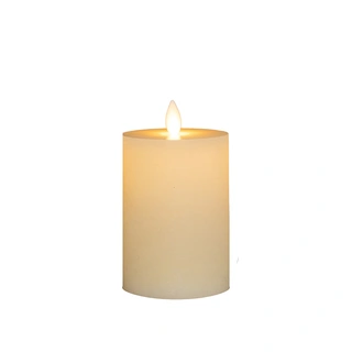 LED Kaars Rustiek Wax Ivoor Ø7,5x10 cm - afbeelding 2