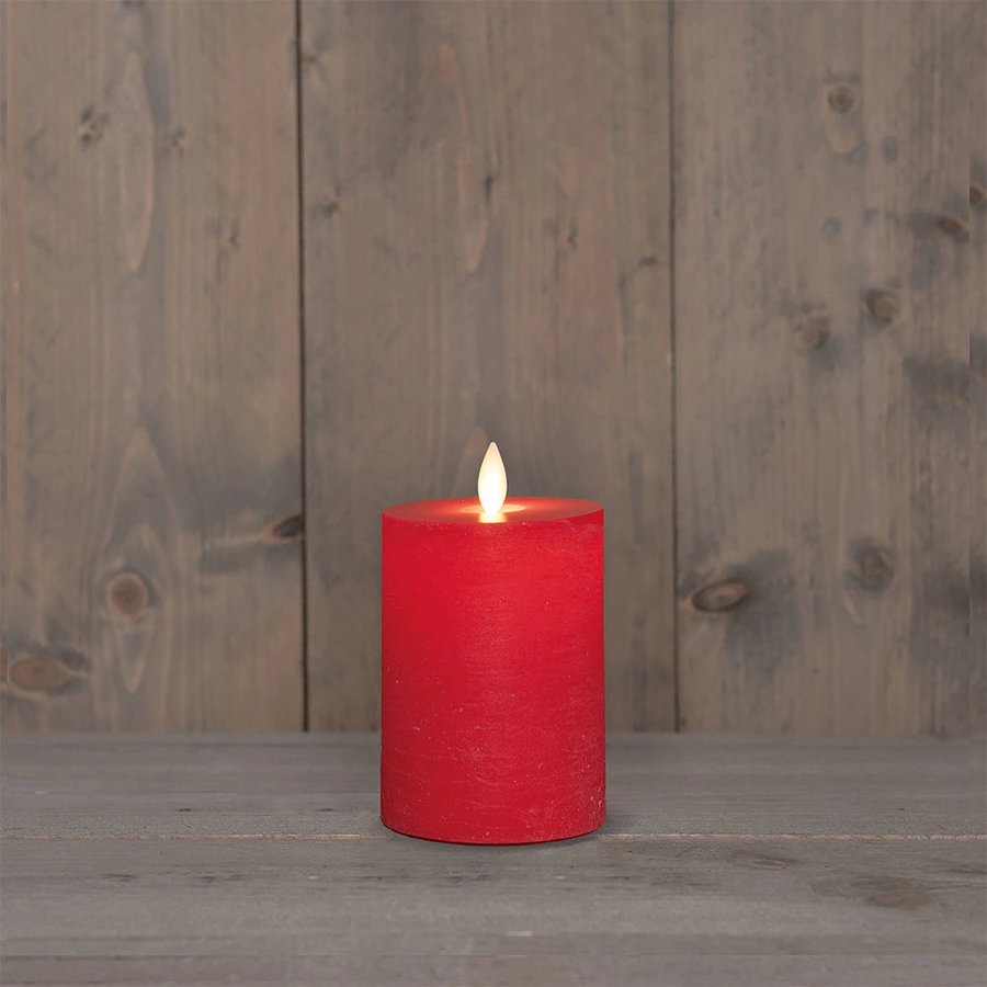 LED Kaars Rustiek Wax Rood Ø7,5x10 cm - afbeelding 1