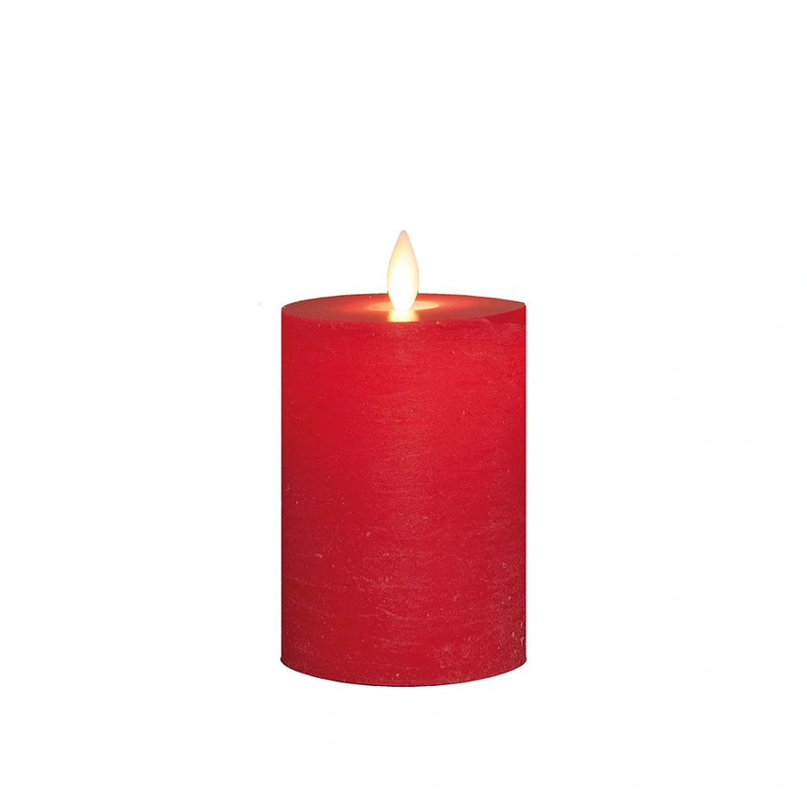 LED Kaars Rustiek Wax Rood Ø7,5x10 cm - afbeelding 2