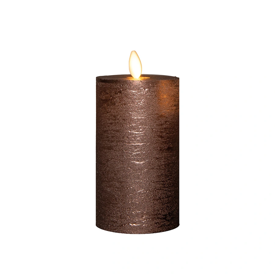LED Kaars Rustiek Wax Brons Ø7,5x12,5 cm - afbeelding 2
