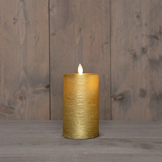 LED Kaars Rustiek Wax Goud Ø7,5x12,5 cm - afbeelding 1
