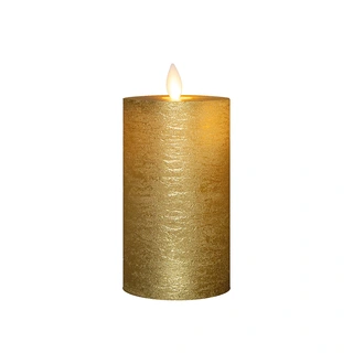 LED Kaars Rustiek Wax Goud Ø7,5x12,5 cm - afbeelding 2