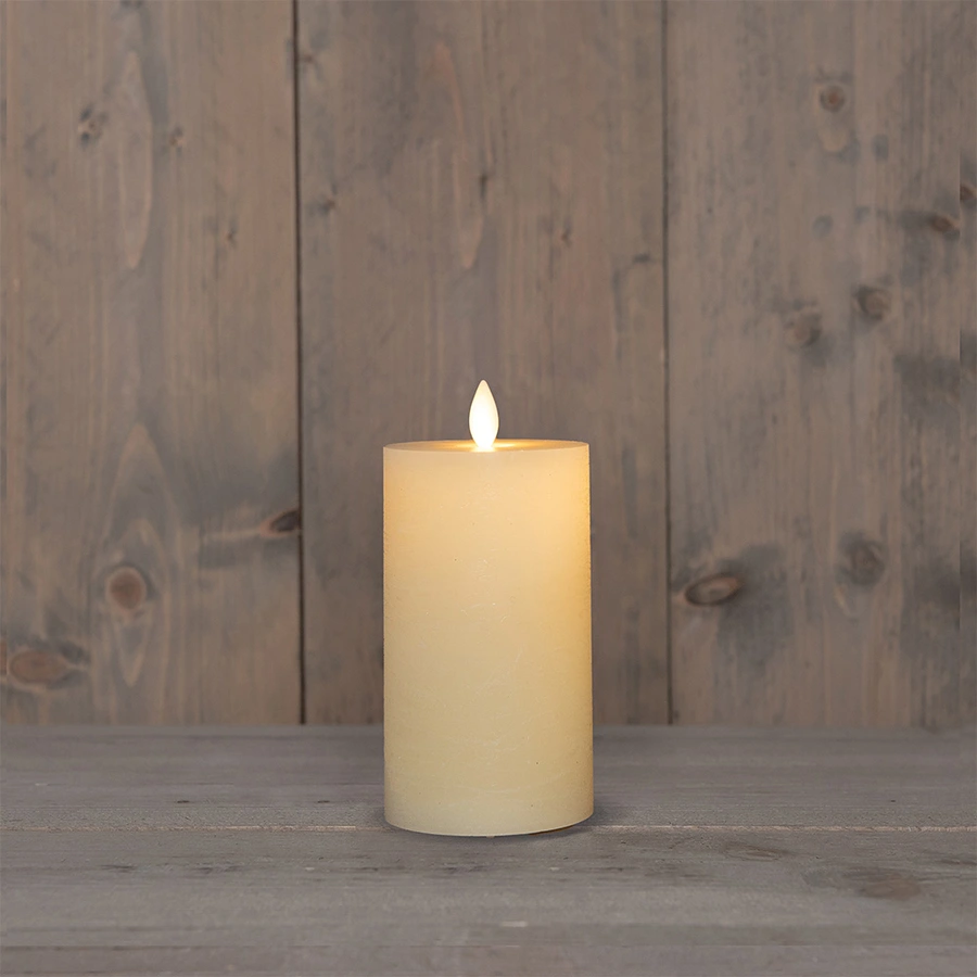 LED Kaars Rustiek Wax Ivoor Ø7,5x12,5 cm - afbeelding 1