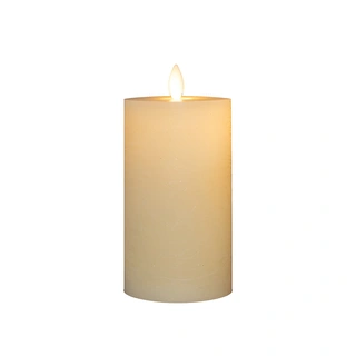 LED Kaars Rustiek Wax Ivoor Ø7,5x12,5 cm - afbeelding 2