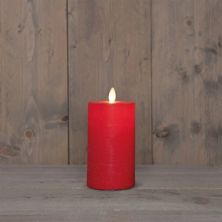 LED Kaars Rustiek Wax Rood Ø7,5x12,5 cm - afbeelding 1