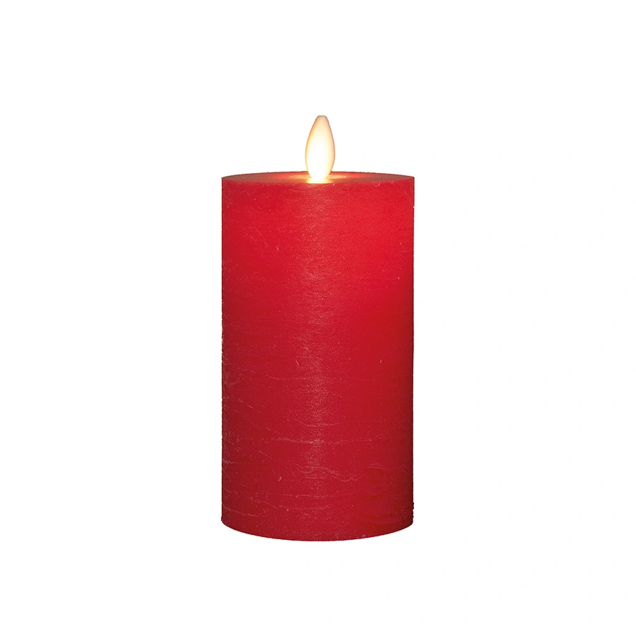 LED Kaars Rustiek Wax Rood Ø7,5x12,5 cm - afbeelding 2