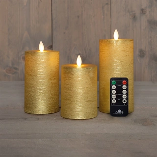LED Kaarsen Set Rustiek Goud Oplaadbaar - 3 st. - afbeelding 1