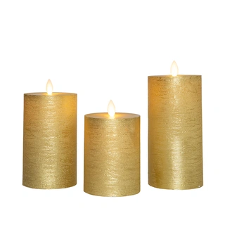 LED Kaarsen Set Rustiek Goud Oplaadbaar - 3 st. - afbeelding 2