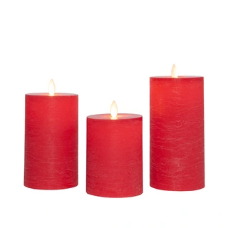LED Kaarsen Set Rustiek Rood Oplaadbaar - 3 st. - afbeelding 2